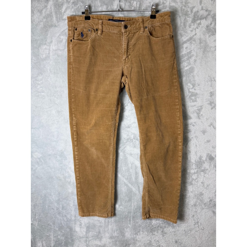 RALPH LAUREN SPORT Corduroy Pants Women 10 Tan Straight Leg Preppy